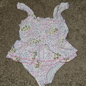 Catherine Malandrino Floral Kids Swim One Piece - Pink and White